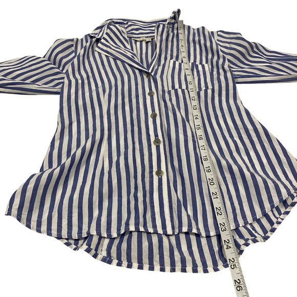 Pilcro and the Letterpress Blue White Striped Button Up Tie Back Blouse Size 6 - Picture 10 of 10